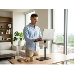 ميز وطاولة لابتوب قابلة للتعديل وسطح خشبي مائل Adjustable Laptop Table with Tilted Wooden Top