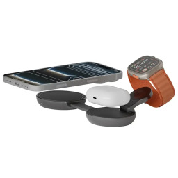شاحن لاسلكي جرين لايون Qi2.2 ثلاثي الشحن - رمادي Green Lion Qi2.2 Tri-Charge Wireless Charger - Gray