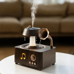 بورودو لايفستايل كونكورد موزع عطري ومكبر صوت بتصميم عتيق مع إضاءة ملونة - بني Porodo Lifestyle Concord Vintage Aroma Diffuser & Speaker with Colorful Lighting - Brown