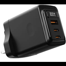 بورودو شاحن جداري GaN متعدد المنافذ 100 واط - 3 منافذ USB-C/USB-A PDFWCH073BK - أسود Porodo PDFWCH073BK 100W 3-Port GaN USB-C/USB-A Wall Charger - Black