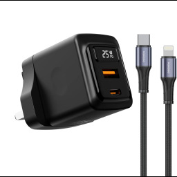 بورودو شاحن جداري GaN متعدد المنافذ 100 واط - 3 منافذ USB-C/USB-A PDFWCH073BK - أسود Porodo PDFWCH073BK 100W 3-Port GaN USB-C/USB-A Wall Charger - Black