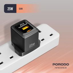 بورودو شاحن جداري GaN متعدد المنافذ 100 واط - 3 منافذ USB-C/USB-A PDFWCH073BK - أسود Porodo PDFWCH073BK 100W 3-Port GaN USB-C/USB-A Wall Charger - Black