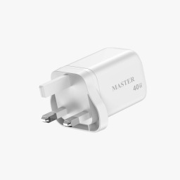 شاحن جداري ماستر غان 40 واط ديناميكي حتى 60 واط مع كيبل تايب-سي 60 واط - أبيض Master GaN 40W Dynamic Power Wall Charger up to 60W with 60W USB-C Cable - White