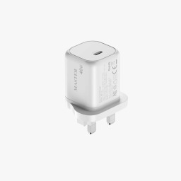شاحن جداري ماستر غان 40 واط ديناميكي حتى 60 واط مع كيبل تايب-سي 60 واط - أبيض Master GaN 40W Dynamic Power Wall Charger up to 60W with 60W USB-C Cable - White