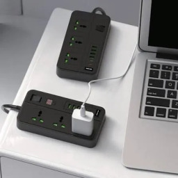 مقبس طاقة Green Lion GS-150 بقدرة 3000 واط - أسود Green Lion GS-150 Power Strip - 3 AC Outlets + 4 USB-A + 2 USB-C, 24H Timer, 3000W, Surge Protection, 750°C Flame-Retardant