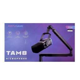 ميكروفون ديناميكي احترافي فاي فاين مع ذراع تثبيت منخفض الارتفاع وإضاءة RGB (طراز Fifine AmpliGame TAM8) Fifine AmpliGame TAM8 Dynamic Streaming & Recording Microphone with Low-Profile Boom Arm