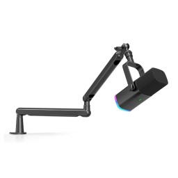 ميكروفون ديناميكي احترافي فاي فاين مع ذراع تثبيت منخفض الارتفاع وإضاءة RGB (طراز Fifine AmpliGame TAM8) Fifine AmpliGame TAM8 Dynamic Streaming & Recording Microphone with Low-Profile Boom Arm