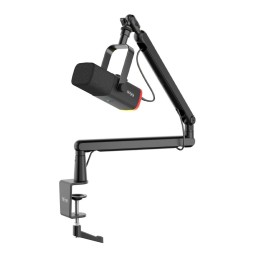 ميكروفون ديناميكي احترافي فاي فاين مع ذراع تثبيت منخفض الارتفاع وإضاءة RGB (طراز Fifine AmpliGame TAM8) Fifine AmpliGame TAM8 Dynamic Streaming & Recording Microphone with Low-Profile Boom Arm