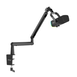 ميكروفون ديناميكي احترافي فاي فاين مع ذراع تثبيت منخفض الارتفاع وإضاءة RGB (طراز Fifine AmpliGame TAM8) Fifine AmpliGame TAM8 Dynamic Streaming & Recording Microphone with Low-Profile Boom Arm