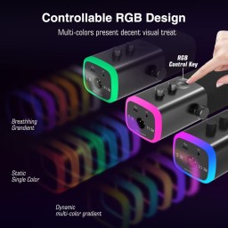 ميكروفون ديناميكي احترافي فاي فاين مع ذراع تثبيت منخفض الارتفاع وإضاءة RGB (طراز Fifine AmpliGame TAM8) Fifine AmpliGame TAM8 Dynamic Streaming & Recording Microphone with Low-Profile Boom Arm