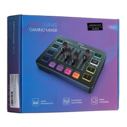مكسر وخلاط صوت احترافي فاي فاين للألعاب والبث المباشر بمدخل XLR مع طاقة 48V فانتوم وإضاءة RGB (طراز Fifine AmpliGame SC3) Fifine AmpliGame SC3 Gaming Audio Mixer with XLR Input & 48V Phantom Power