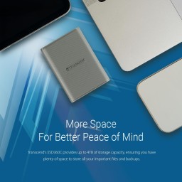وحدة تخزين خارجي محمول اس اس دي 2 تيرا بايت ranscend ESD360C 2TB External SSD, USB 3.2 Gen 2 (20Gbps), Up to 2,000MB/s, Portable SSD with USB-C Cable