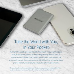 وحدة تخزين خارجي محمول اس اس دي 2 تيرا بايت ranscend ESD360C 2TB External SSD, USB 3.2 Gen 2 (20Gbps), Up to 2,000MB/s, Portable SSD with USB-C Cable