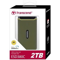 وحدة تخزين خارجي محمول اس اس دي 2 تيرا بايت Transcend ESD380C 2TB External SSD, USB 3.2 Gen 2 (20Gbps), Up to 2,000MB/s, Portable SSD with USB-C Cable