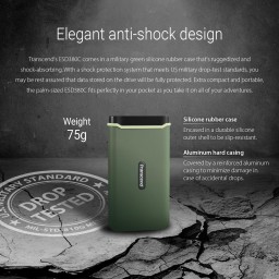 وحدة تخزين خارجي محمول اس اس دي 2 تيرا بايت Transcend ESD380C 2TB External SSD, USB 3.2 Gen 2 (20Gbps), Up to 2,000MB/s, Portable SSD with USB-C Cable