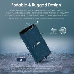 قرص تخزين خارجي محمول Transcend ESD410C فائق السرعة بسعة 2 تيرابايت - أزرق داكن Transcend ESD410C USB 3.2 Gen External Portable SSD 2TB - Dark Blue