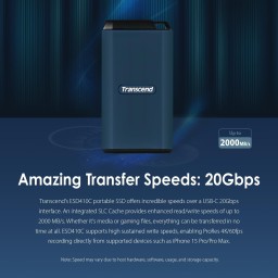 قرص تخزين خارجي محمول Transcend ESD410C فائق السرعة بسعة 2 تيرابايت - أزرق داكن Transcend ESD410C USB 3.2 Gen External Portable SSD 2TB - Dark Blue