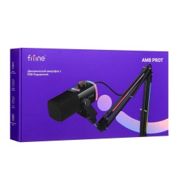 طقم ميكروفون ديناميكي احترافي فاي فاين مع ذراع تثبيت RGB بمنفذي USB وXLR (طراز Fifine AM8 ProT) Fifine AM8 ProT Dynamic Gaming & Streaming Microphone with RGB Boom Arm