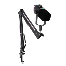 طقم ميكروفون ديناميكي احترافي فاي فاين مع ذراع تثبيت RGB بمنفذي USB وXLR (طراز Fifine AM8 ProT) Fifine AM8 ProT Dynamic Gaming & Streaming Microphone with RGB Boom Arm