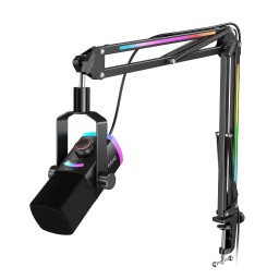 طقم ميكروفون ديناميكي احترافي فاي فاين مع ذراع تثبيت RGB بمنفذي USB وXLR (طراز Fifine AM8 ProT) Fifine AM8 ProT Dynamic Gaming & Streaming Microphone with RGB Boom Arm
