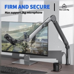 ذراع تثبيت ميكروفون مكتبي احترافي وشديد التحمل فاي فاين (طراز Fifine BM66) Fifine BM66 Premium Heavy Duty Boom Arm Stand