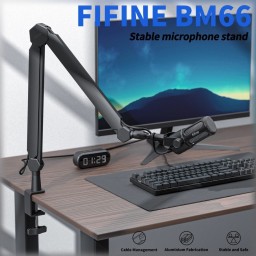 ذراع تثبيت ميكروفون مكتبي احترافي وشديد التحمل فاي فاين (طراز Fifine BM66) Fifine BM66 Premium Heavy Duty Boom Arm Stand