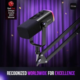 طقم ميكروفون ديناميكي احترافي فاي فاين مع ذراع تثبيت وإضاءة RGB (طراز Fifine AM8T) Fifine AM8T Dynamic Gaming & Streaming Microphone Kit with Boom Arm