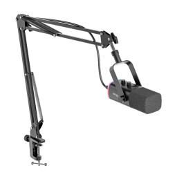 طقم ميكروفون ديناميكي احترافي فاي فاين مع ذراع تثبيت وإضاءة RGB (طراز Fifine AM8T) Fifine AM8T Dynamic Gaming & Streaming Microphone Kit with Boom Arm