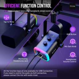 طقم ميكروفون ديناميكي احترافي فاي فاين مع ذراع تثبيت وإضاءة RGB (طراز Fifine AM8T) Fifine AM8T Dynamic Gaming & Streaming Microphone Kit with Boom Arm