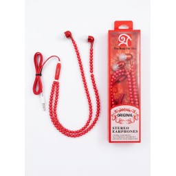 سماعة أذن ستيريو فاخرة بتصميم الخرز اللؤلؤي الملكي Luxury stereo earphones with a royal pearl bead design