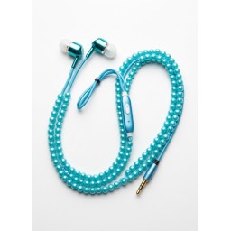 سماعة أذن ستيريو فاخرة بتصميم الخرز اللؤلؤي الملكي Luxury stereo earphones with a royal pearl bead design