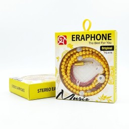 سماعة أذن ستيريو ملكية مرصعة بالخرز الؤلؤي والفصوص الماسية الأنيقة Royal stereo earphones adorned with pearl beads and diamond studs