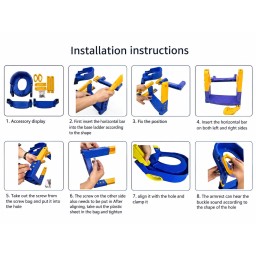 مقعد تدريب الأطفال على استخدام المرحاض مزود بأسلالم ومقابض يد متينة (أزرق وأصفر) Kids Toilet Training Potty Seat with Step Ladder and Handles (Blue & Yellow)