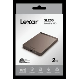 هارد خارجي اس اس دي ليكسر SL200 - بحجم  2 تيرا Lexar 2TB SL200 Portable SSD, Read/Write Speeds of up to 550/400 MB/s, USB-C