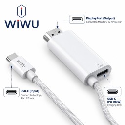 كيبل عرض شاشة وشحن WiWU Wi-PS001 4K USB-C to HDMI Projection Cable