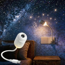 جهاز إسطواني لعرض النجوم والإضاءة الليلية (Starry Sky Projector DS-11) - مع 12 فيلم شرائح متغيرة Starry Sky Projection LED Night Light Lamp – 12 Interchangeable Theme Films (Model DS-11)