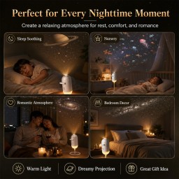 جهاز إسطواني لعرض النجوم والإضاءة الليلية (Starry Sky Projector DS-11) - مع 12 فيلم شرائح متغيرة Starry Sky Projection LED Night Light Lamp – 12 Interchangeable Theme Films (Model DS-11)