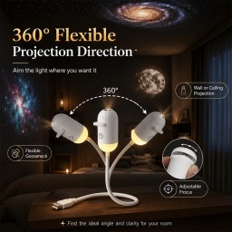جهاز إسطواني لعرض النجوم والإضاءة الليلية (Starry Sky Projector DS-11) - مع 12 فيلم شرائح متغيرة Starry Sky Projection LED Night Light Lamp – 12 Interchangeable Theme Films (Model DS-11)