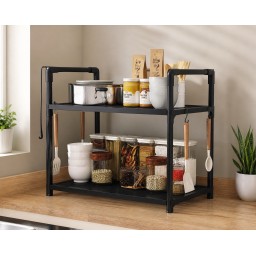 رف مطبخ فولاذي طابقين موديل YX9122-2 Two-Tier Stainless Steel Kitchen Rack YX9122-2