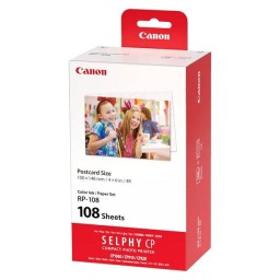 Canon RP-108 مجموعة حبر وورق صور ملون – 108 ورقة 4R Canon RP-108 108-Sheet Color Ink & Paper Set 100x148mm 4R