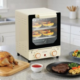 فرن كهربائي صغير عمودي بوردو لايف ستايل بسعة 15 ليتر وقوة 750 واط Porodo Lifestyle 15L Vertical Mini Oven 750W with Tempered Glass Door