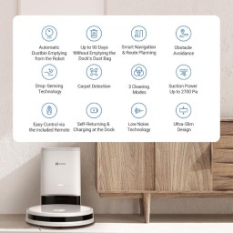 مكنسة روبوتية EZVIZ RC3 Plus مزودة بقاعدة تفريغ تلقائي EZVIZ RC3 Plus Robot Vacuum with Auto-Empty Dock