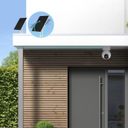 طقم كاميرا مراقبة خارجية متحركة EZVIZ CB8 بدقة 4K تعمل بالبطارية مع لوح طاقة شمسية (موديل CS-CB8-R200(4K)/SP) EZVIZ CB8 4K Outdoor Pan & Tilt Battery Security Camera Kit with Solar Panel (Model CS-CB8-R200(4K)/SP)