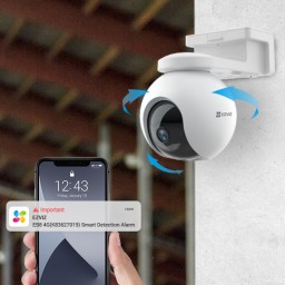 مجموعة كاميرا EZVIZ EB8 Pro 4K القابلة للدوران والإمالة، المزودة بتقنية 4G وواي فاي، والتي تعمل بالبطارية، مع لوحة شمسية EZVIZ EB8 Pro 4K Pan & Tilt 4G & Wi-Fi Battery Camera Kit with Solar Panel