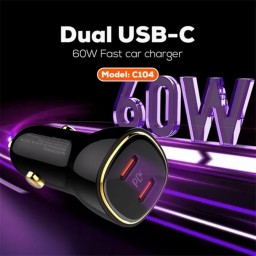لدينو شاحن سيارة ٦٠ واط منفذين LDNIO Car charger 60w 2 port