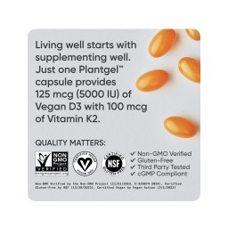 Sports Research® فيتامين D3 + K2 نباتي مع زيت جوز الهند – 60 كبسولة نباتية Sports Research® Vegan Vitamin D3 + K2 w/Coconut Oil, 60 Count Plantgels