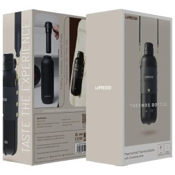 مطارة ماء حافظة للحرارة ليبراسو ثيرماتريل بسعة 650 مل مع حزام جلدي LePresso ThermaTrail 650mL Stainless Steel Thermos Bottle with Crossbody Strap