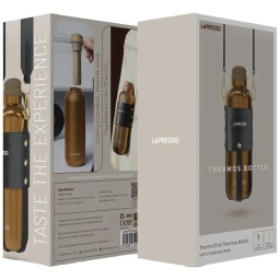 مطارة ماء حافظة للحرارة ليبراسو ثيرماتريل بسعة 650 مل مع حزام جلدي LePresso ThermaTrail 650mL Stainless Steel Thermos Bottle with Crossbody Strap