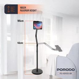ستاند أرضي للموبايل والتابليت بوردو قابل للتعديل من 45 سم إلى 1.65 متر Porodo Adjustable Phone & Tablet Floor Stand (45cm to 1.65m)