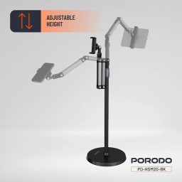 ستاند أرضي للموبايل والتابليت بوردو قابل للتعديل من 45 سم إلى 1.65 متر Porodo Adjustable Phone & Tablet Floor Stand (45cm to 1.65m)